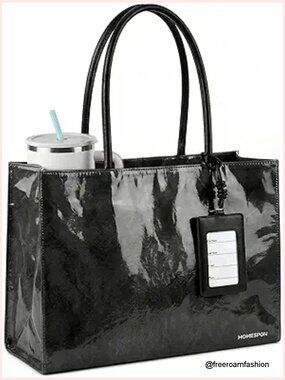 PVC Tote Bag with Kraft Paper Insert, Waterproof Work Handbag for Laptop
